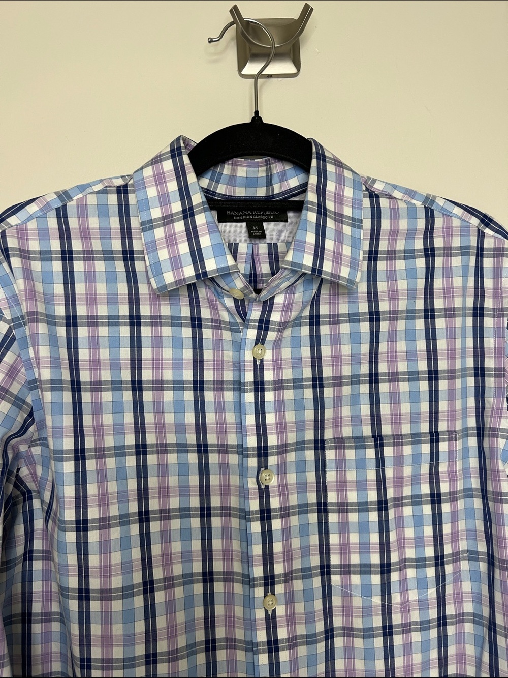 Men's Banana Republic Button Down Shirt Non-Iron Classic Fit Checkered Shirt - Picture 5 of 7